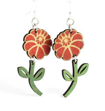 Red Sunflower Emy Flower Earrings featuring vibrant floral design and silver hooks, perfect for elegant accessory styling.