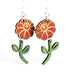 Red Sunflower Emy Flower Earrings featuring vibrant floral design and silver hooks, perfect for elegant accessory styling.