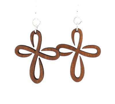 Red Sunflower infinity cross earrings featuring sleek silver design and dangling cross charms for a stylish accessory.