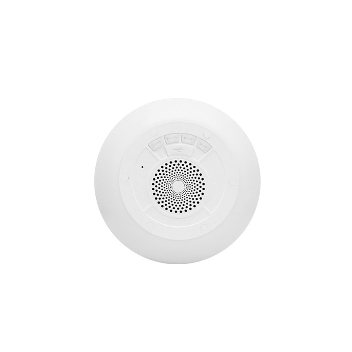 Salmon Lucky Floatilla Bluetooth waterproof LED pool speaker with colorful lighting and compact design for outdoor use.