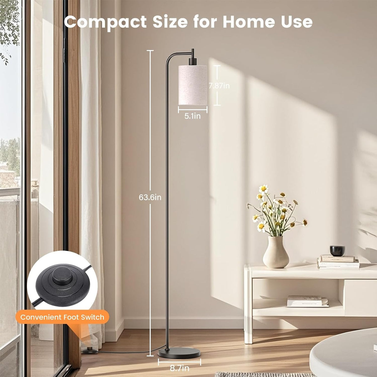 Dimmable Floor Lamp With Remote Three Color Temperatures