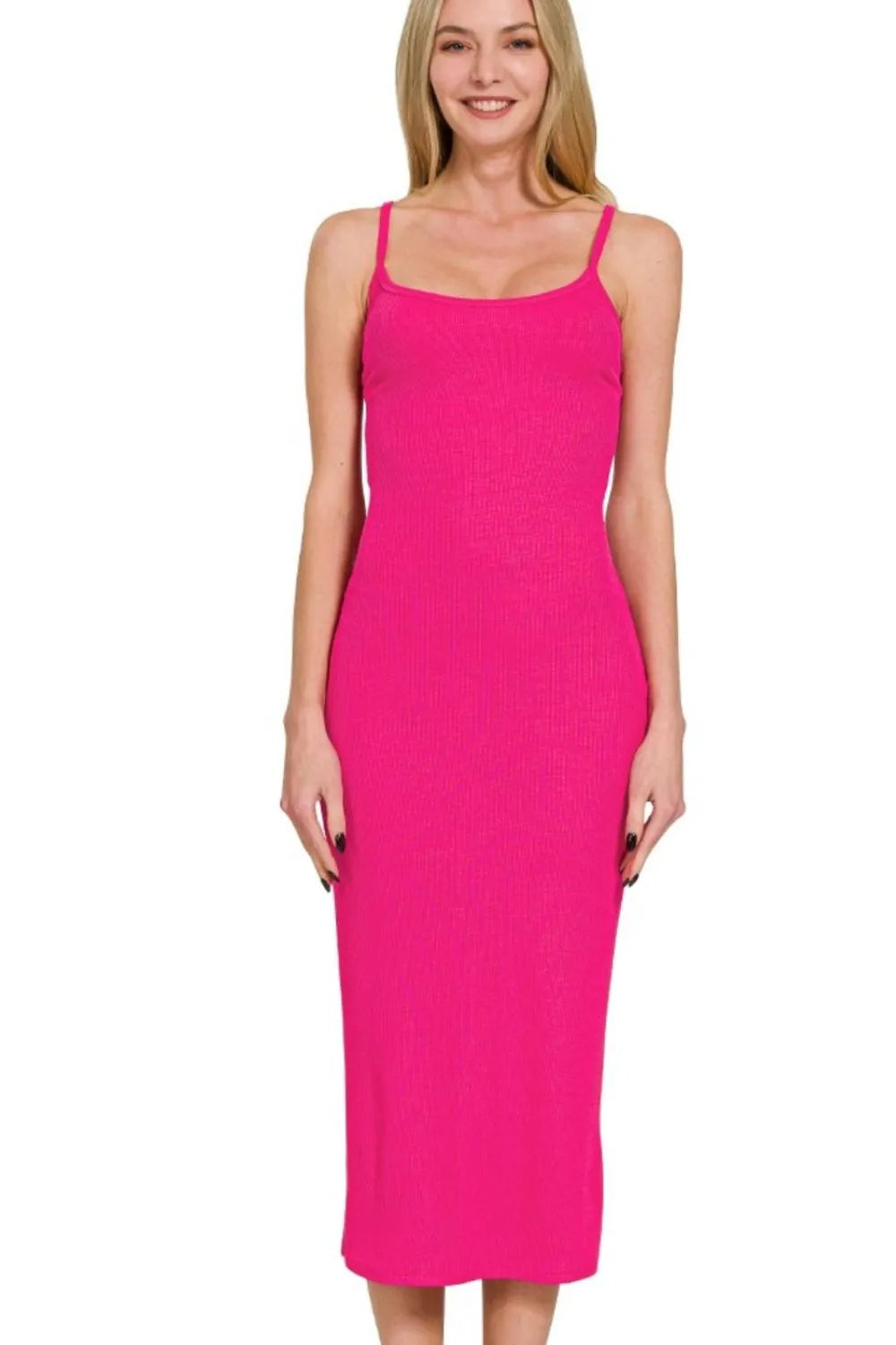 Automotive Jade Icarus Zenana Ribbed Bodycon Midi Dress in a sleek design, displayed on a mannequin with a neutral background.