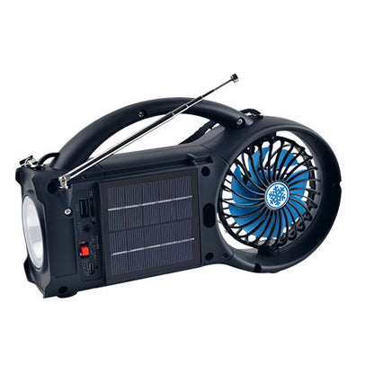 Black Lavender Supersonic Solar Power Bluetooth speaker with FM radio and LED torch, featuring a sleek portable design.