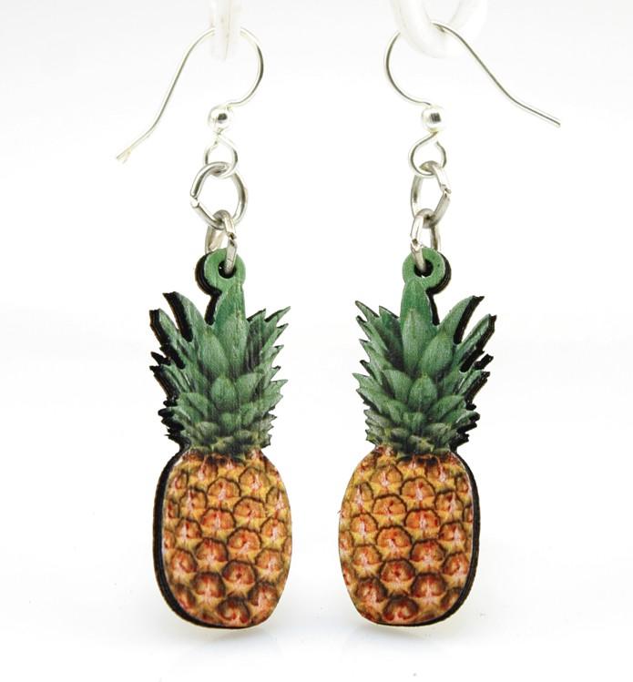 Red Sunflower pineapple earrings featuring gold-tone pineapple charms on matching earring hooks, stylish and tropical jewelry.