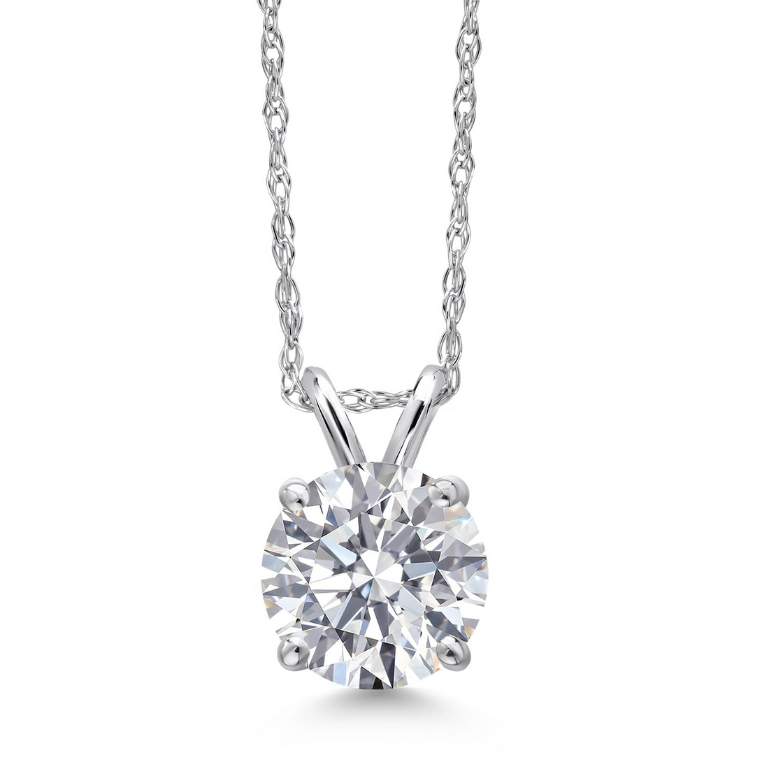 Start2Finish 14K gold lab-grown diamond pendant necklace with round 1.50 Ctw F color VS clarity diamonds, AGI certified.
