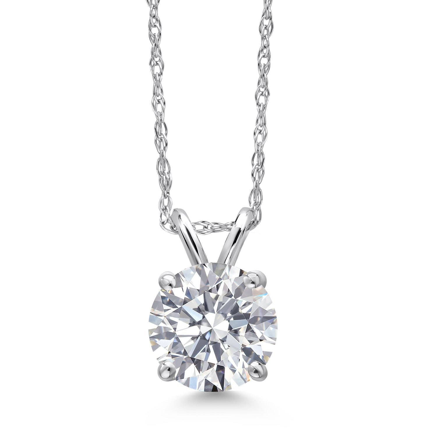 Start2Finish 14K gold lab-grown diamond pendant necklace with round 1.50 Ctw F color VS clarity diamonds, AGI certified.