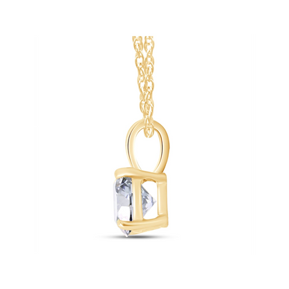 Start2Finish 14K gold round lab-grown diamond pendant necklace with 1.50 Ctw, F color, VS clarity, AGI certified.