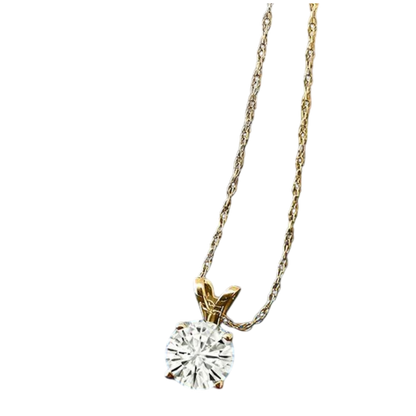 14K gold lab-grown diamond pendant necklace with 1.50 Ctw round F color VS clarity diamond, certified by AGI, from Start2Finish.
