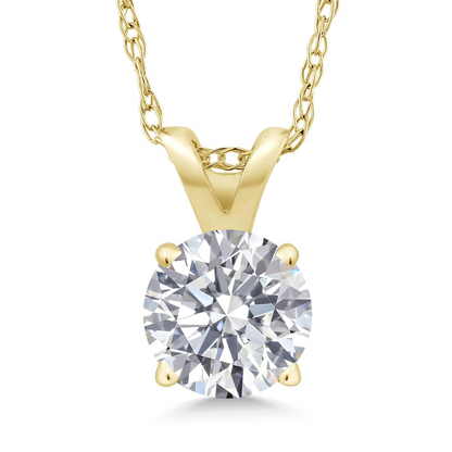 Start2Finish 14K gold lab-grown diamond pendant necklace with 1.50 Ctw round diamonds, F color, VS clarity, AGI certified.