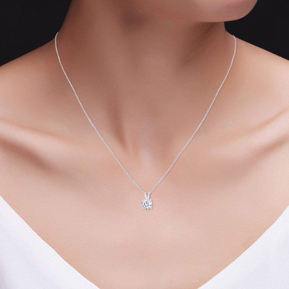 Start2Finish 1.50 Ctw round lab-grown diamond pendant necklace in 14K gold with F color and VS clarity, AGI certified.