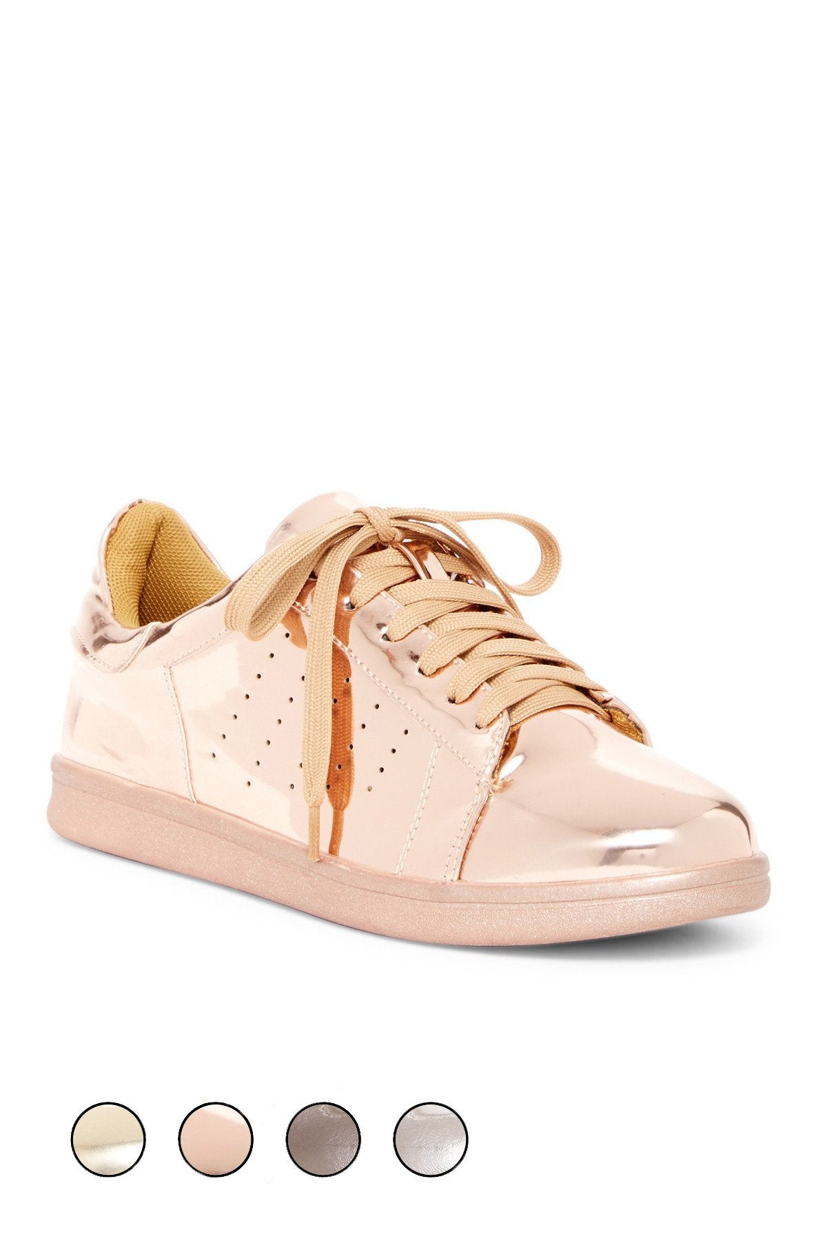 Azure Ophion rose gold footwear with sleek design and metallic finish, showcasing stylish and modern shoes.