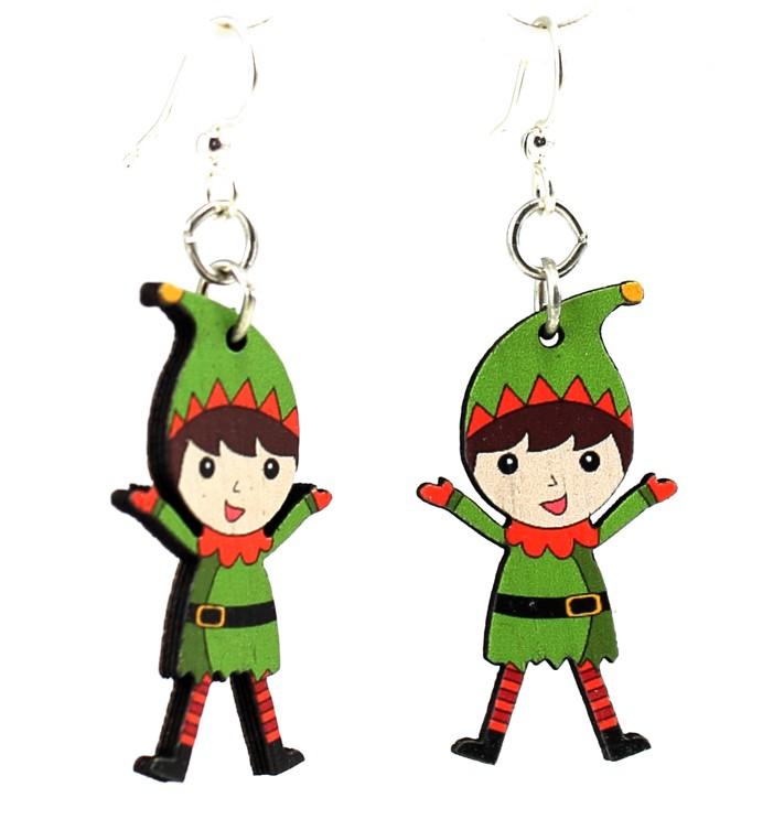 Red Sunflower elf earrings, handmade jewelry with delicate elf-shaped charms, crafted for a whimsical and elegant look.