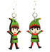 Red Sunflower elf earrings, handmade jewelry with delicate elf-shaped charms, crafted for a whimsical and elegant look.