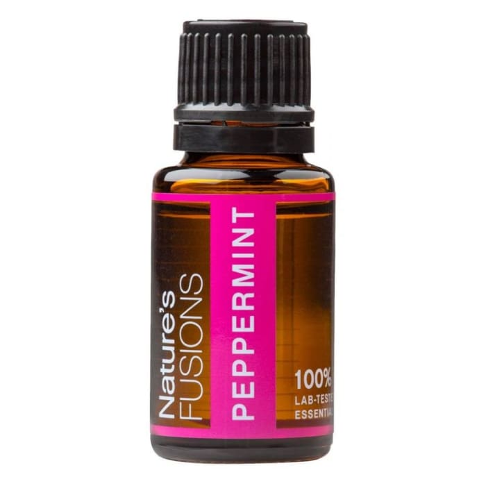 Start2Finish peppermint pure essential oil 15ml bottle, natural beauty product with fresh peppermint leaves and oil dropper
