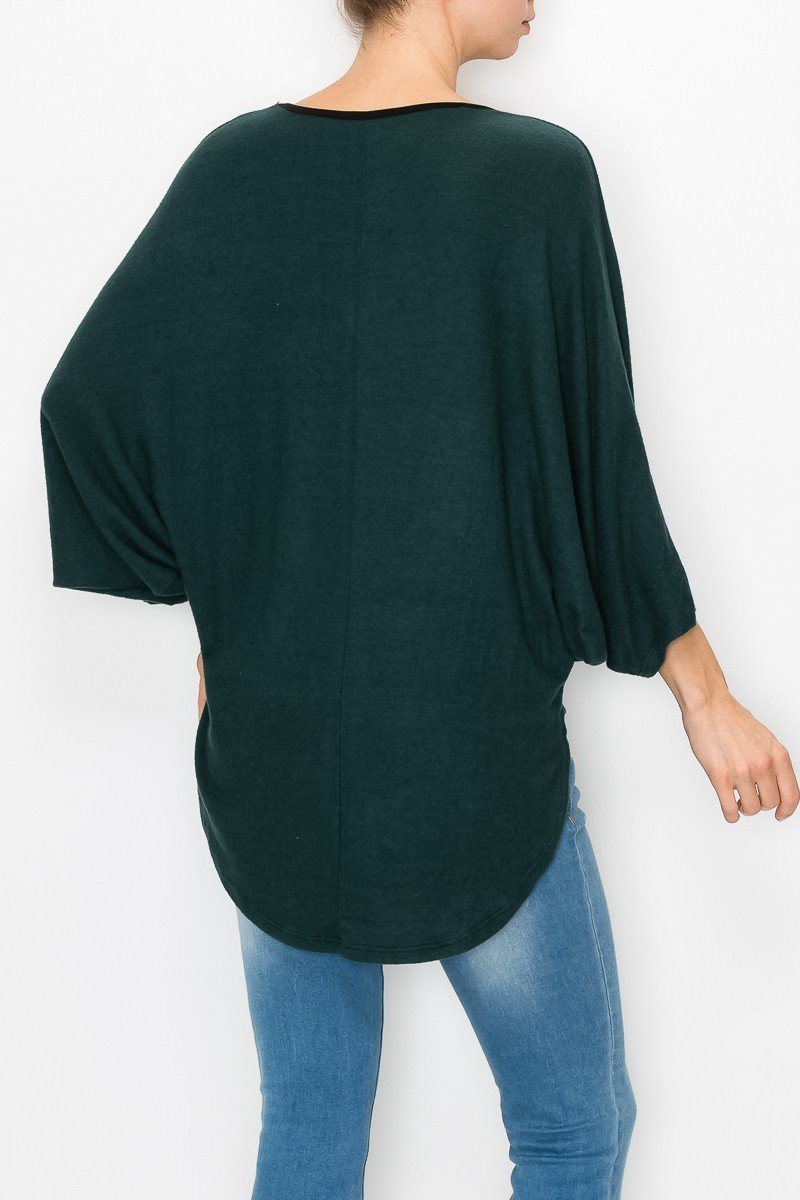 Green high and low round neck tunic top by Yellow Hera, casual dress with stylish design and comfortable fit.