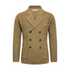 Start2Finish camel knitted double-breasted jacket with a stylish design, displayed on a hanger.