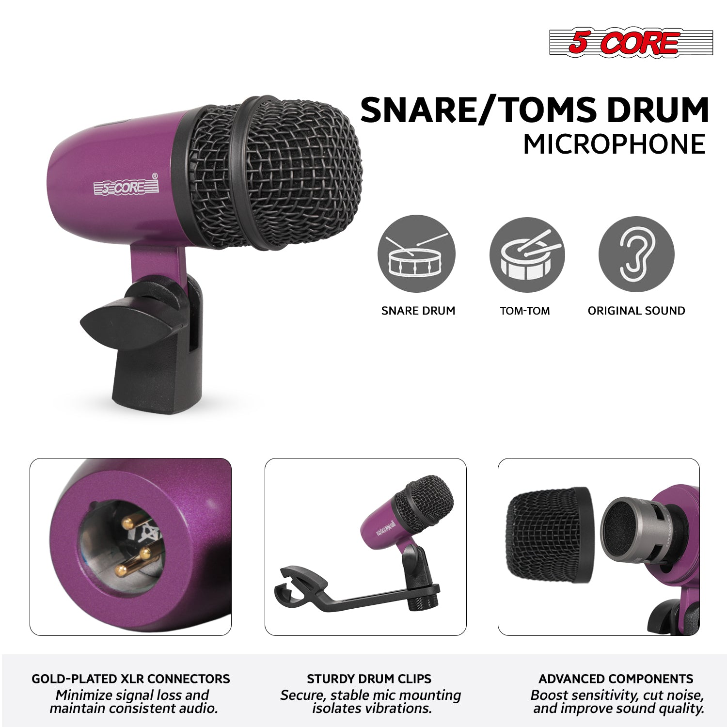 Start2Finish 9-piece drum microphone set with kick, bass, tom, snare, hi-hat, and cymbal mics for musical instruments.