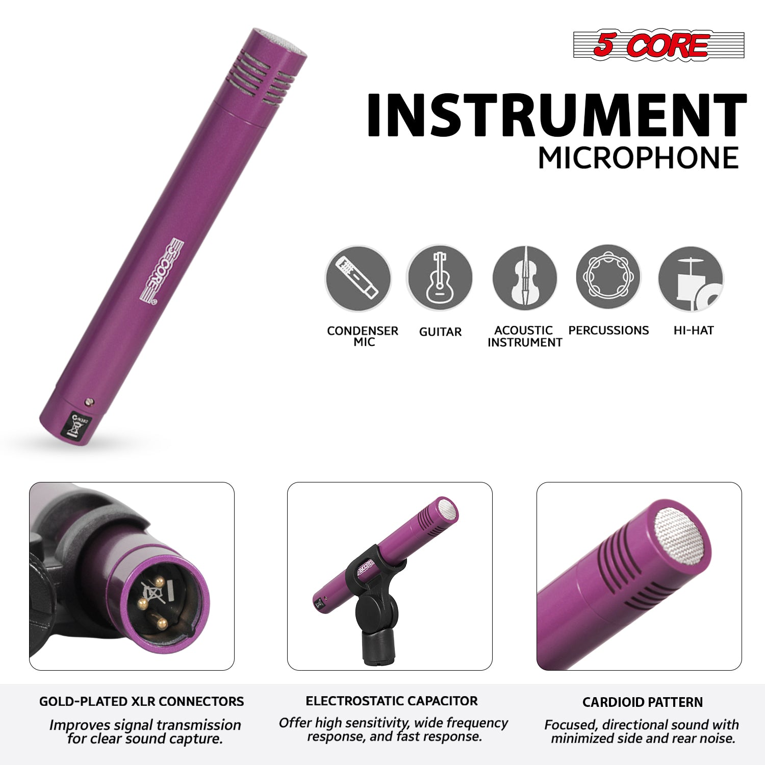 Start2Finish 9-piece drum microphone set with kick, bass, tom, snare, hi-hat, and cymbal mics for musical instruments.