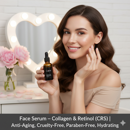 Start2Finish collagen and retinol face serum bottle with pump, showcasing a hydrating, cruelty-free anti-aging skincare product.