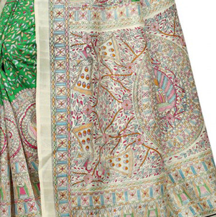 Green Bhagalpuri art silk women&