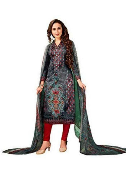 Light blue and pink cotton Salwar material for women by Ivory Cassiopeia, featuring traditional patterns and soft fabric.