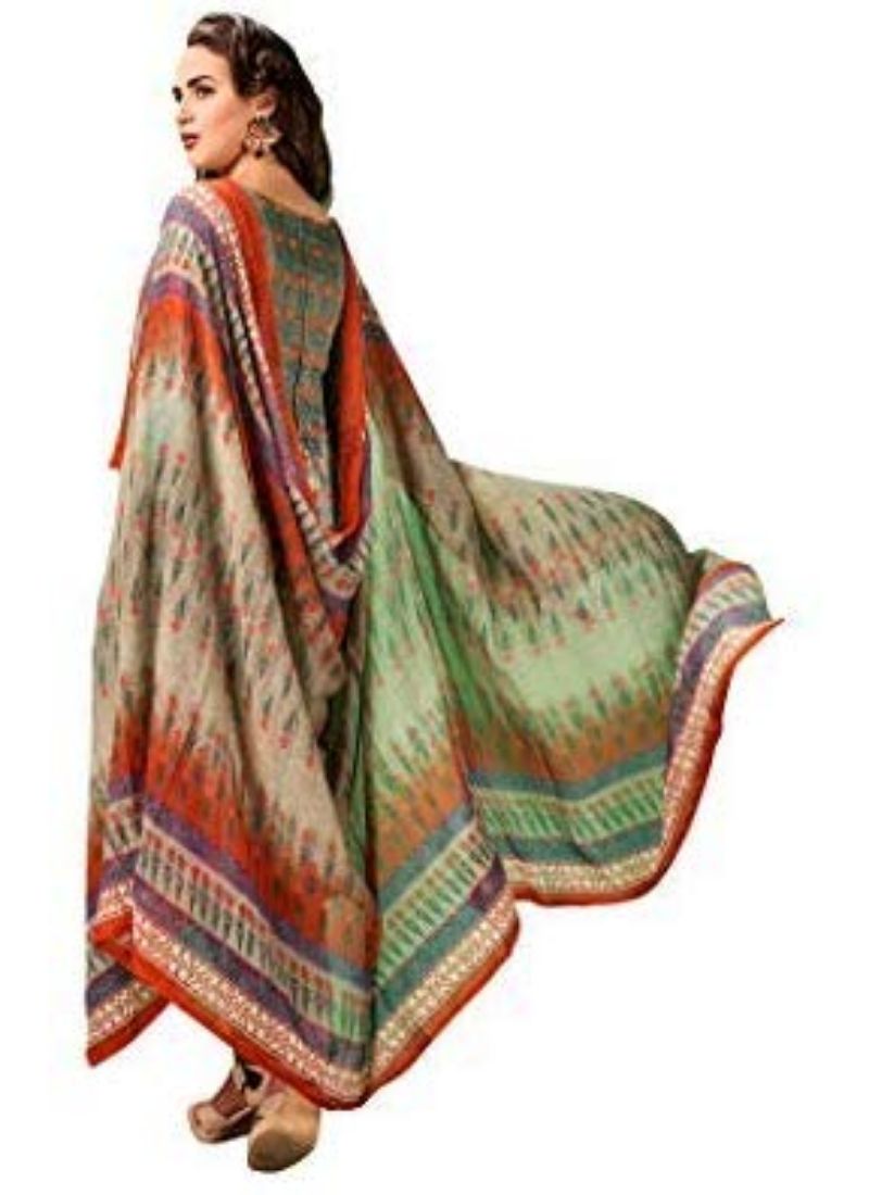 Gray cotton salwar material for women by Ivory Cassiopeia, featuring vibrant multicolor accents and traditional design.