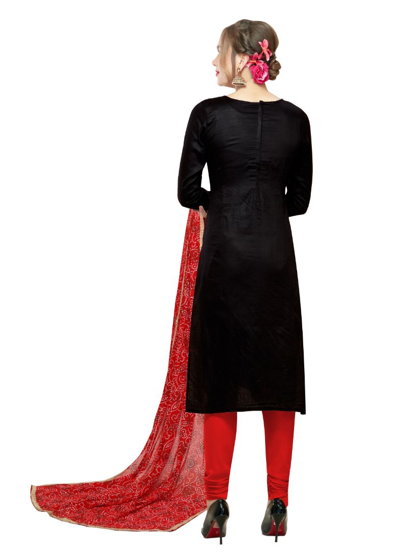 Black cotton salwar material for women by Ivory Cassiopeia, featuring a traditional fabric design suitable for ethnic wear.