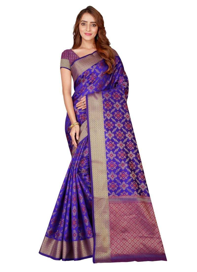 Elegant ivory Kanjivaram silk saree with intricate gold zari work, paired with a matching blouse, from Ivory Cassiopeia.