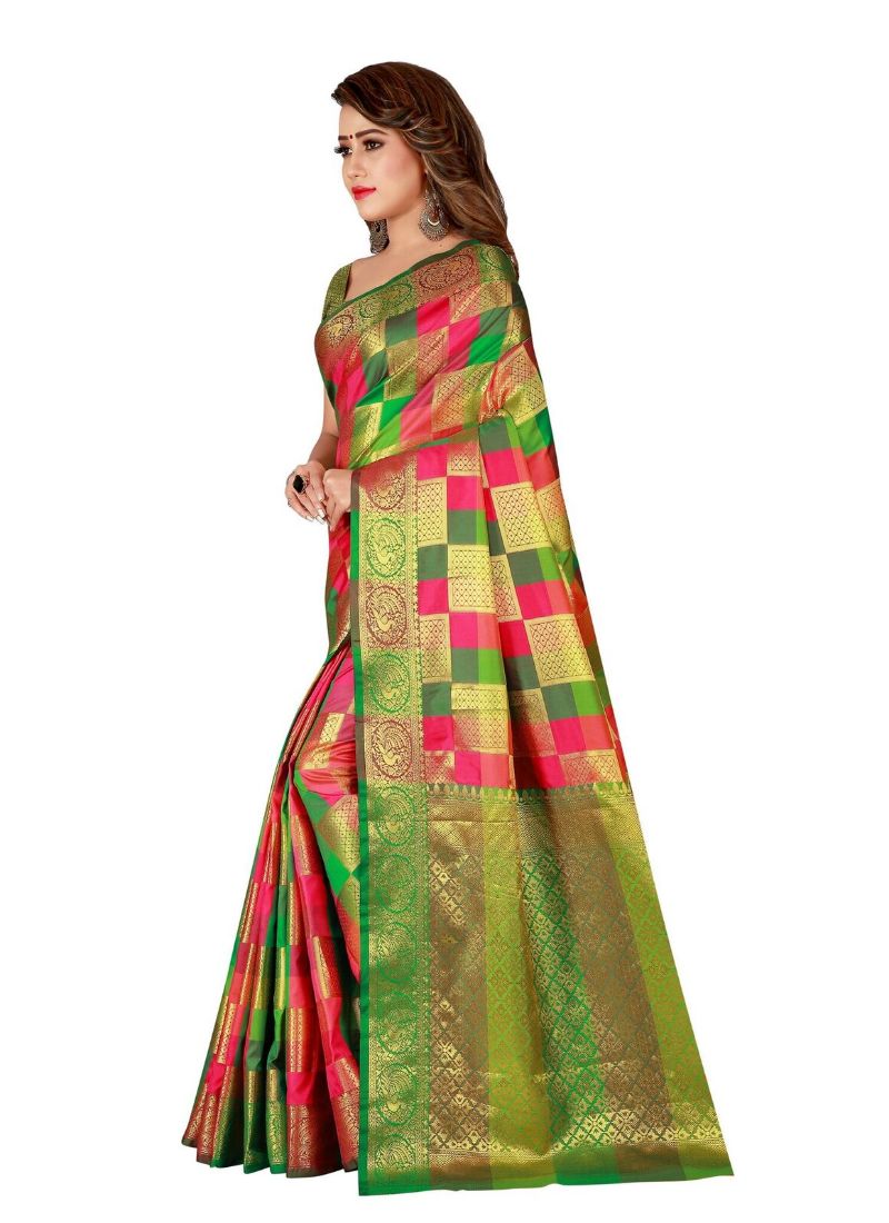 Elegant Ivory Cassiopeia Sana silk saree with matching blouse, showcasing intricate silk fabric and traditional draping style.