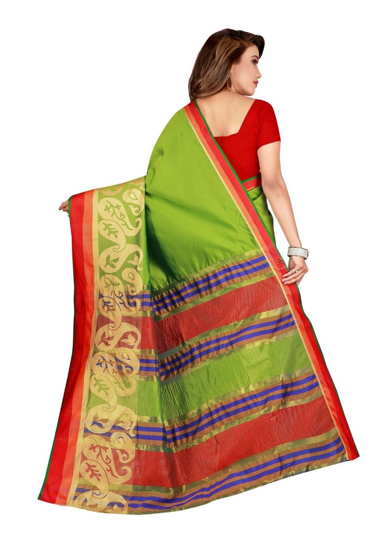 Elegant ivory poly silk saree with matching blouse for women, featuring intricate detailing and a graceful drape.