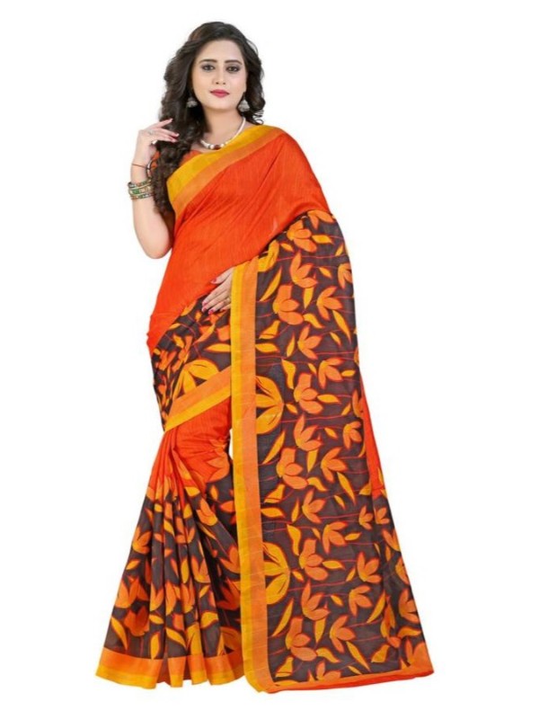 Multicolored floral printed Bhagalpuri art silk women&