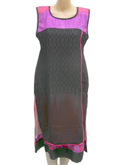 Black and purple synthetic sleeveless printed kurta for women by Ivory Cassiopeia, featuring a stylish design and comfortable fit.
