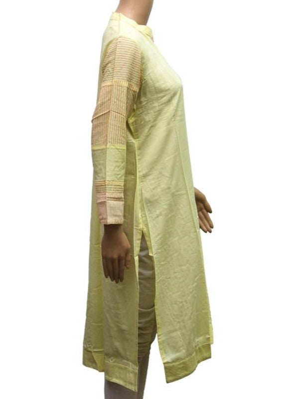 Women’s solid lemon yellow front buttoned formal blouse by Ivory Cassiopeia, featuring a stylish and tailored design.