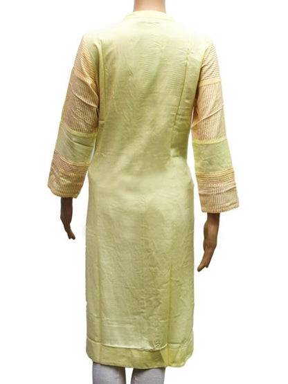 Women’s solid lemon yellow front buttoned formal blouse by Ivory Cassiopeia, featuring a tailored fit and classic collar style.