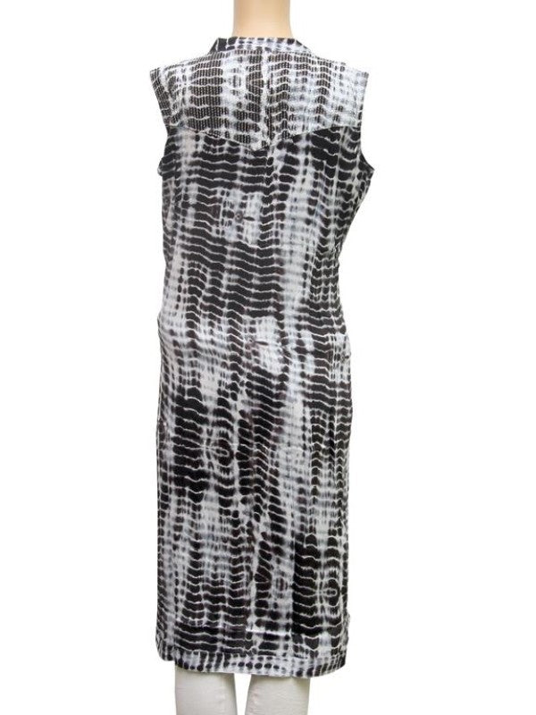Blue smoky printed sleeveless rayon women&
