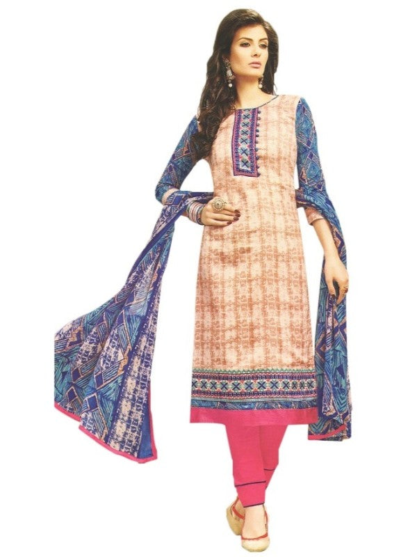 Embroidered cotton satin unstitched dress material for women in ivory, featuring intricate embroidery and soft fabric.