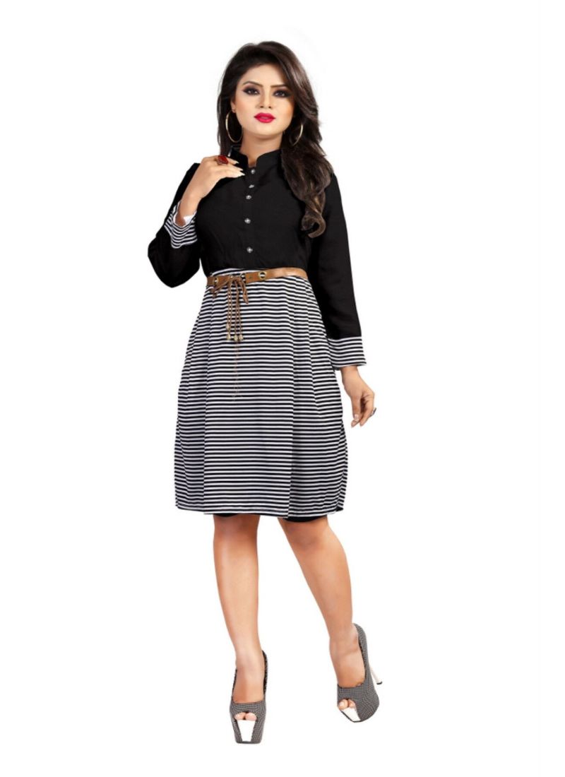 Black Rayon and Lygra Western dress for women by Ivory Cassiopeia, featuring a stylish, flowy design with Western-inspired details.