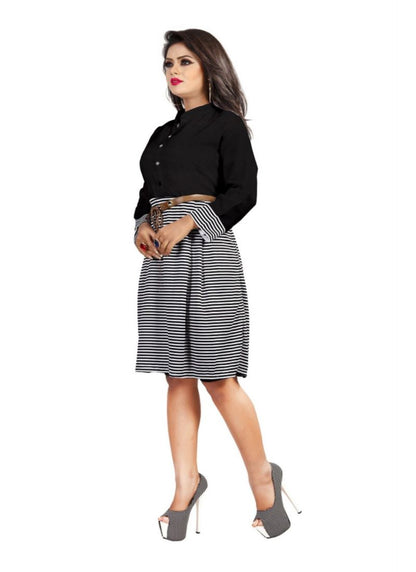 Black rayon and Lygra western dress for women by Ivory Cassiopeia, featuring a stylish and comfortable design.