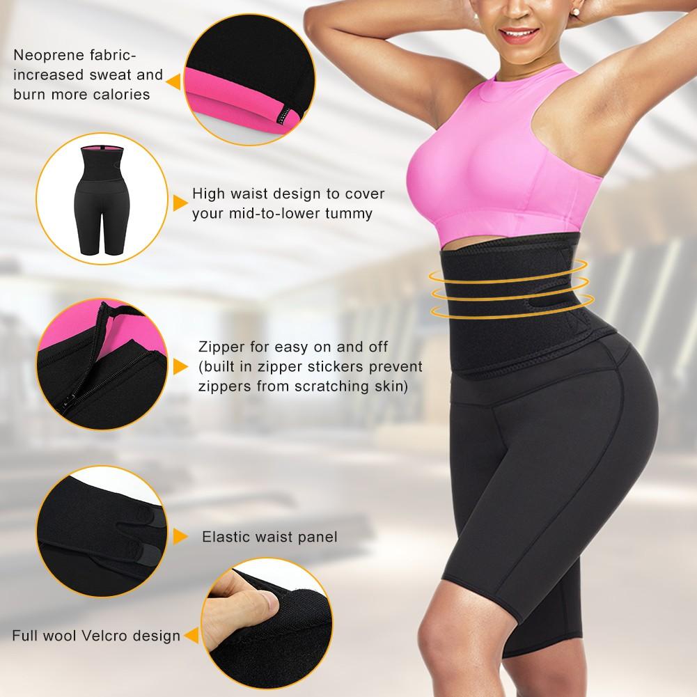 Indigo Osage 2-in-1 waist trainer and sauna sweat pants for slimming, made of hot neoprene, designed for home fitness and body shaping.