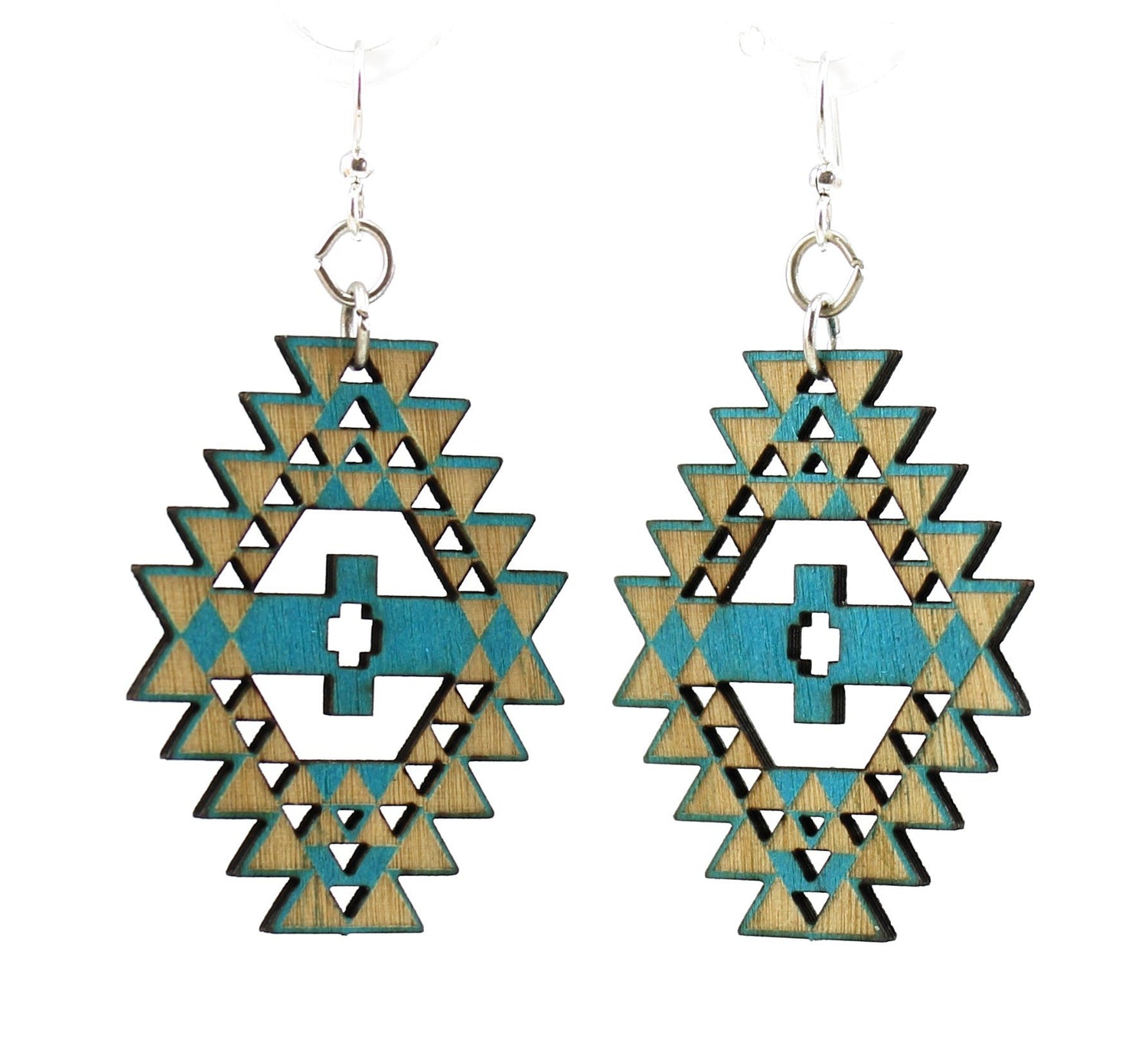 Red Sunflower Navajo earrings featuring intricate silver and turquoise designs in a traditional style.