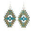 Red Sunflower Navajo earrings featuring intricate silver and turquoise designs in a traditional style.