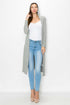 Yellow Hera long sleeve hooded light grey cardigan, versatile dress layer with a cozy hood and soft fabric.