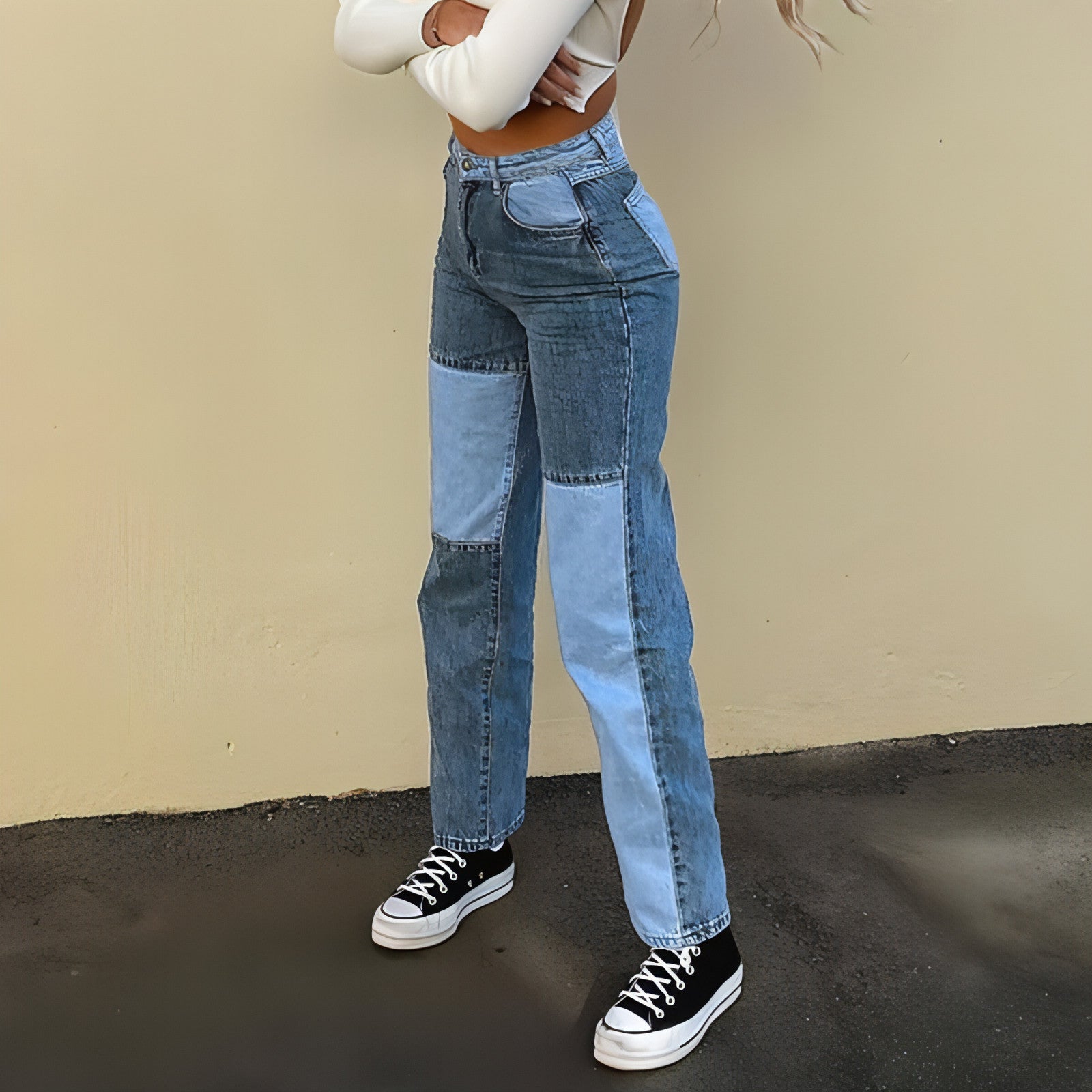 Carmine Juneberry DenimDare™ high-rise straight-leg jeans for women with prominent stitching and classic denim wash.