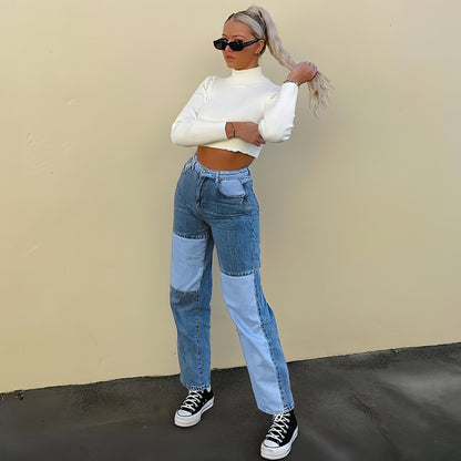 Carmine Juneberry DenimDare™ high-rise straight-leg jeans for women with prominent stitching and classic denim wash.
