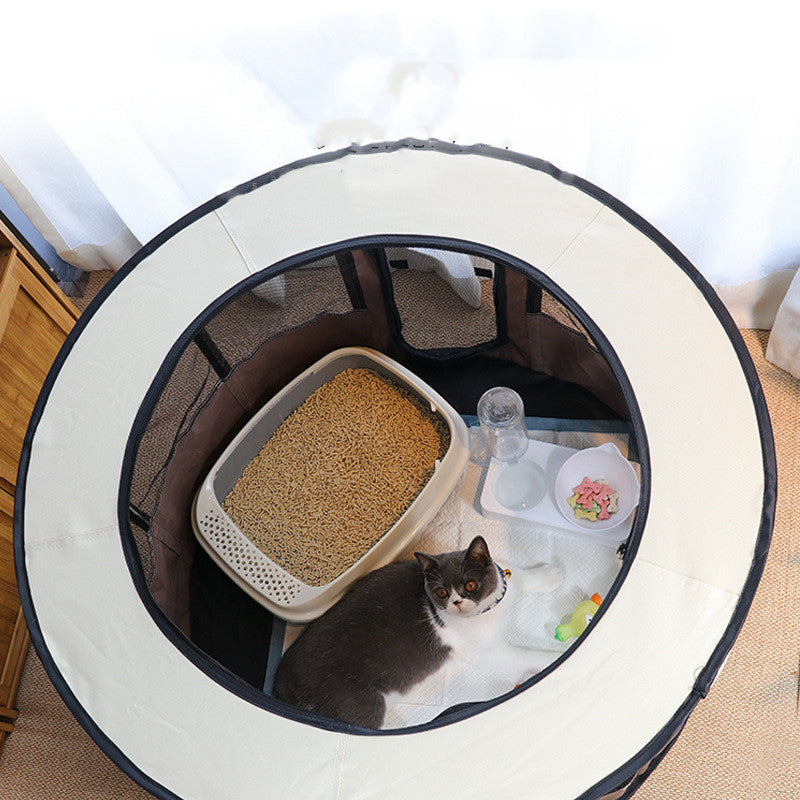 Maroon Asteria portable pet house with Oxford cloth crate, cozy room for playing and resting for small pets.