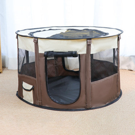 Maroon Asteria portable pet house made of Oxford cloth, ideal for sleeping and playing, compact and easy to carry.