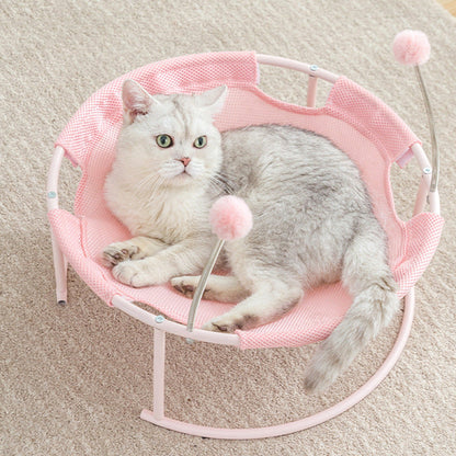 Maroon Asteria cat bed house with hammock and soft mattress, designed for kittens and small cats for cozy resting and sleeping.
