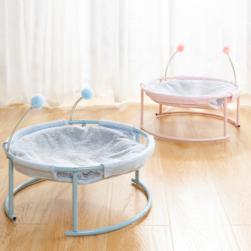 Maroon Asteria cat bed house with hammock and mattress for kittens, cozy pet sleeping space with soft fabric and enclosed design.