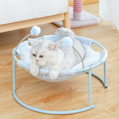Maroon Asteria cat bed house with cozy hammock and mattress for kittens, soft and comfortable pet sleeping space.