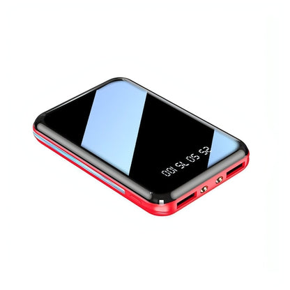 Carmine Juneberry VoltMate™ 30000mAh mini power bank with USB ports for mobile and laptop charging, compact portable design.